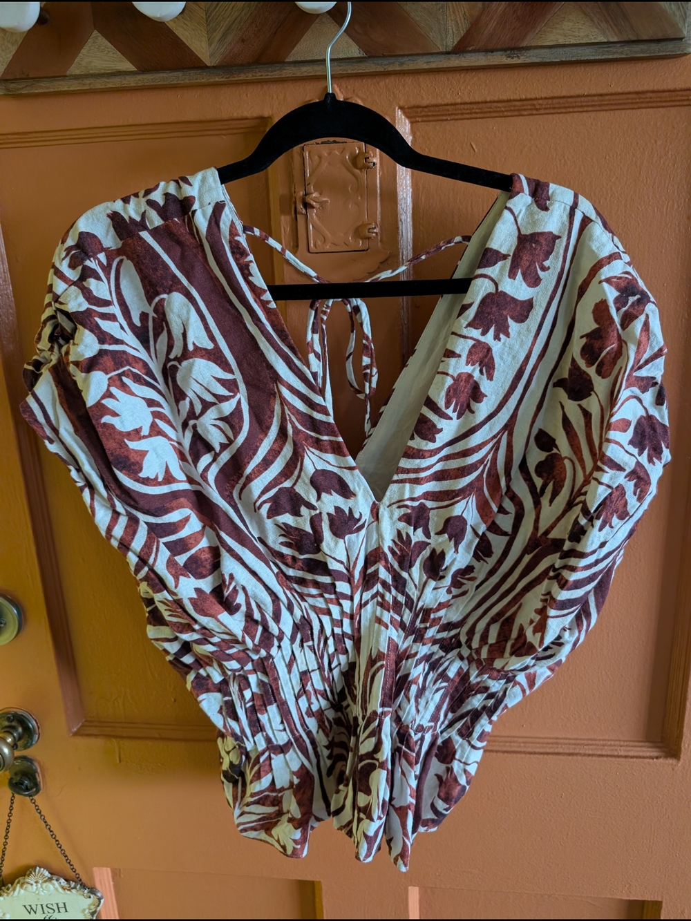 Parker Cream Blouse with Rust Floral Motif